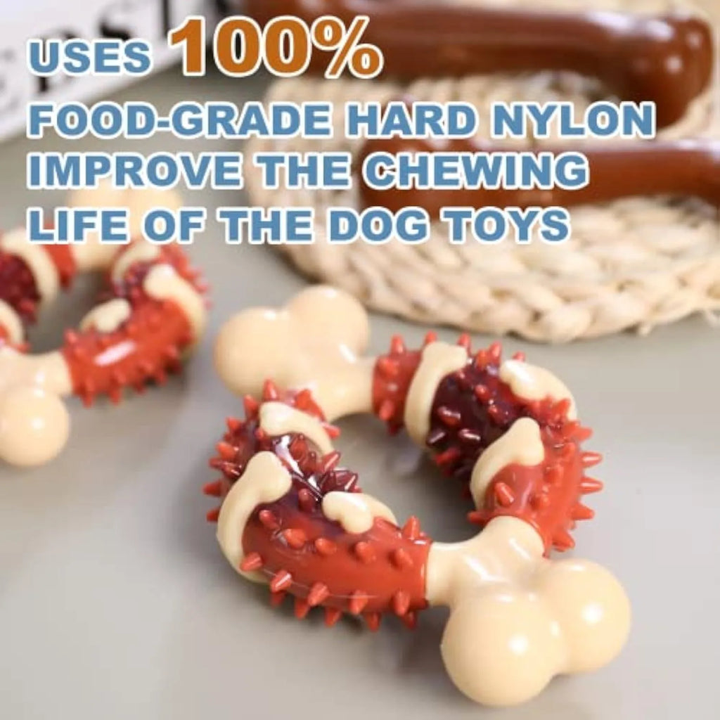 Natural rubber bone-shaped dog chew toy for dental health and anxiety relief