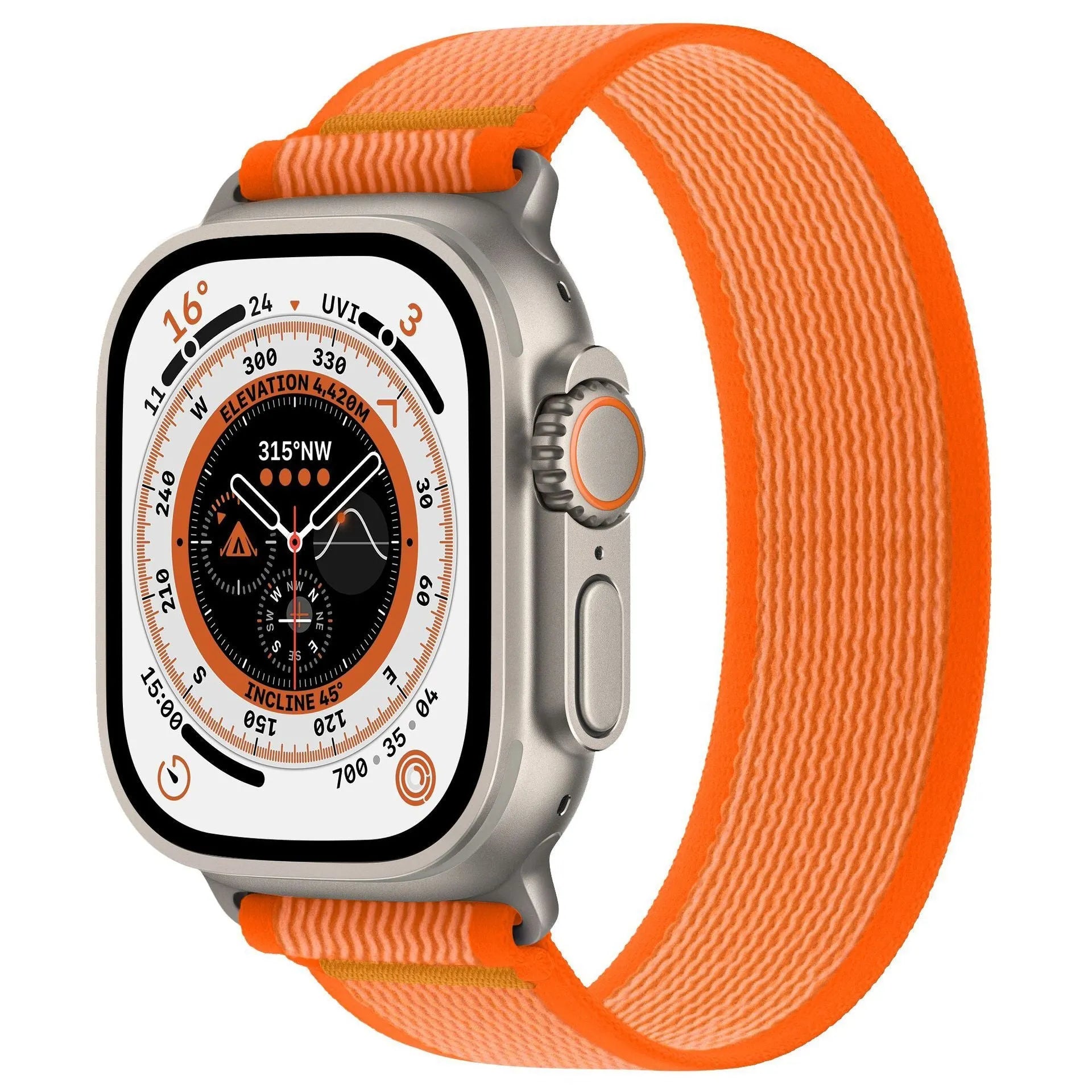 Nylon single-ring watch strap for Apple Watch in multiple colour variations on a grey background.