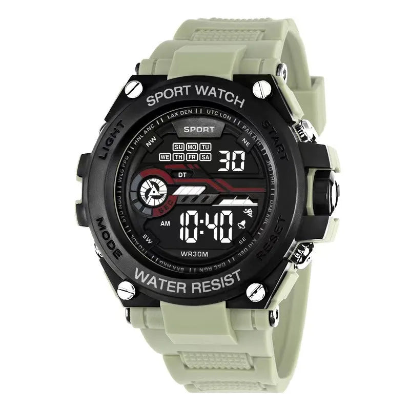 Digital watch with LCD display in multiple colour options for teenagers and students