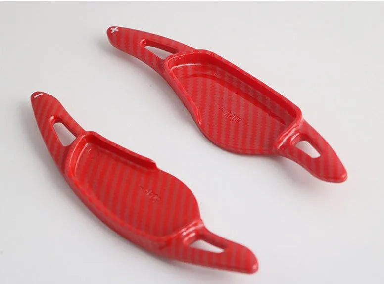 Carbon fibre pattern steering wheel paddle shift modification kit for car interior customisation