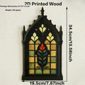Black Gothic style wooden wall-mounted storage rack decoration on a plain wall.
