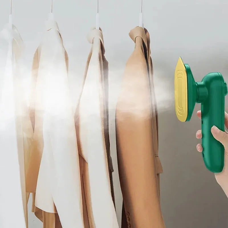 Dark green portable hanging ironing machine with ceramic panel and handheld design