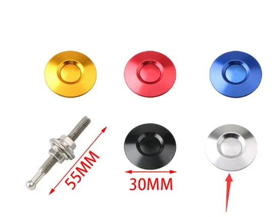 30mm diameter CNC aluminium mini engine cover lock in five colour options with 55mm screw
