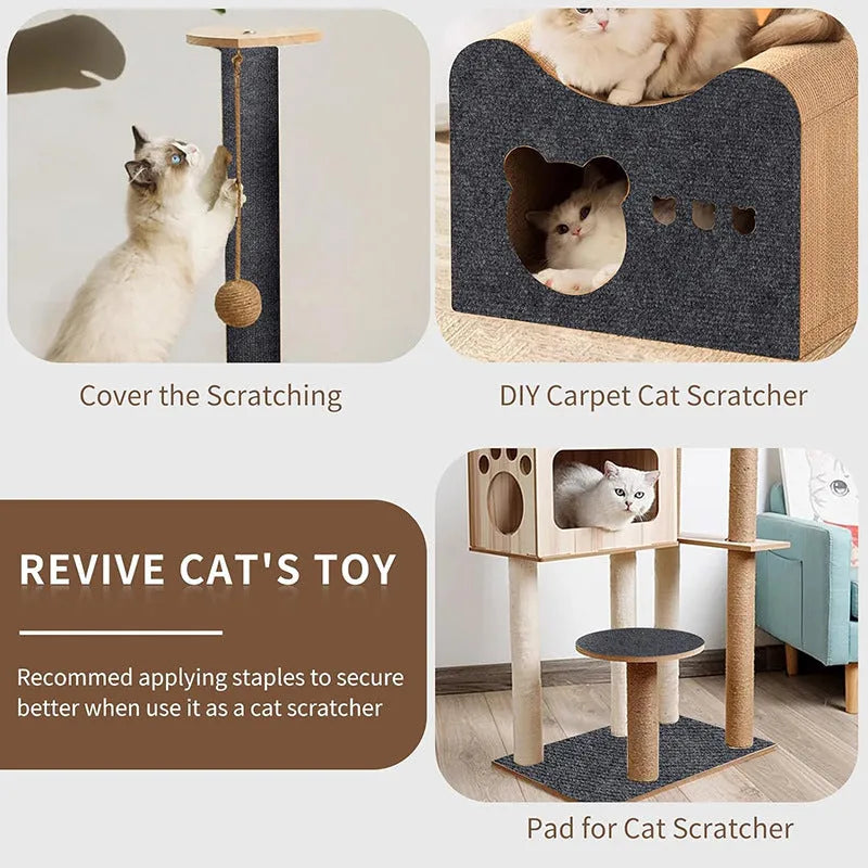 Self-adhesive cloth cat scratch carpet mat in 30x30cm or 40cm x 2m, eight colours