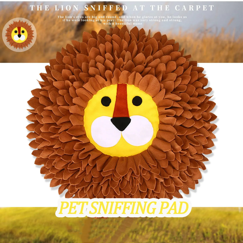 Brown lion pattern sniffing pad measuring 33x25cm for dog and cat food hiding games