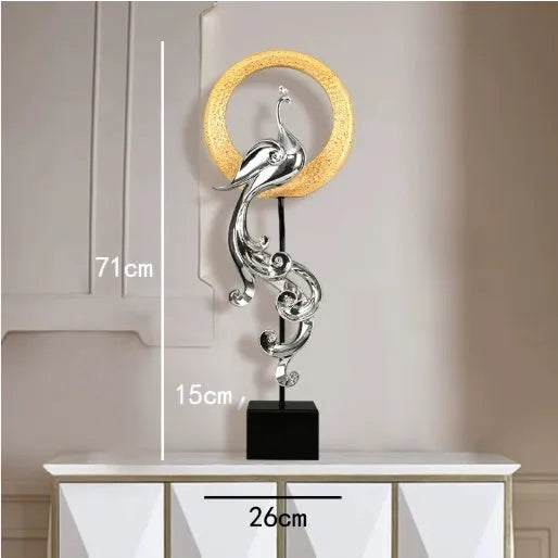 Resin phoenix ornament in silver, red, or gold available as small pairs, large pairs, or single pieces