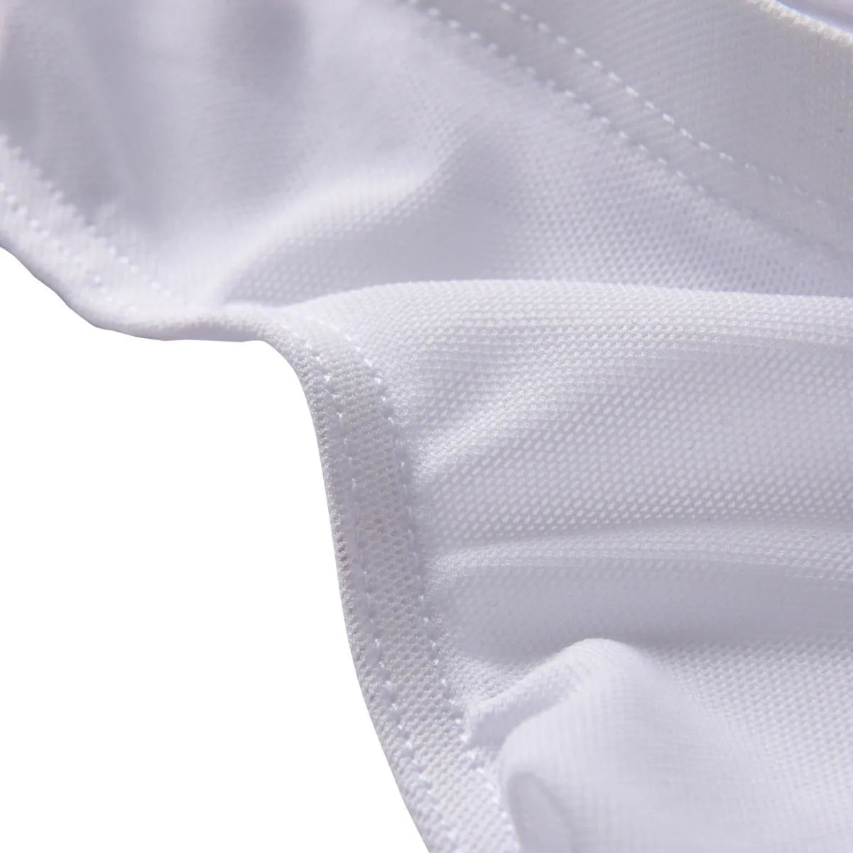 Man wearing black ice silk triangle mid waist shorts with quick-dry nylon fabric.