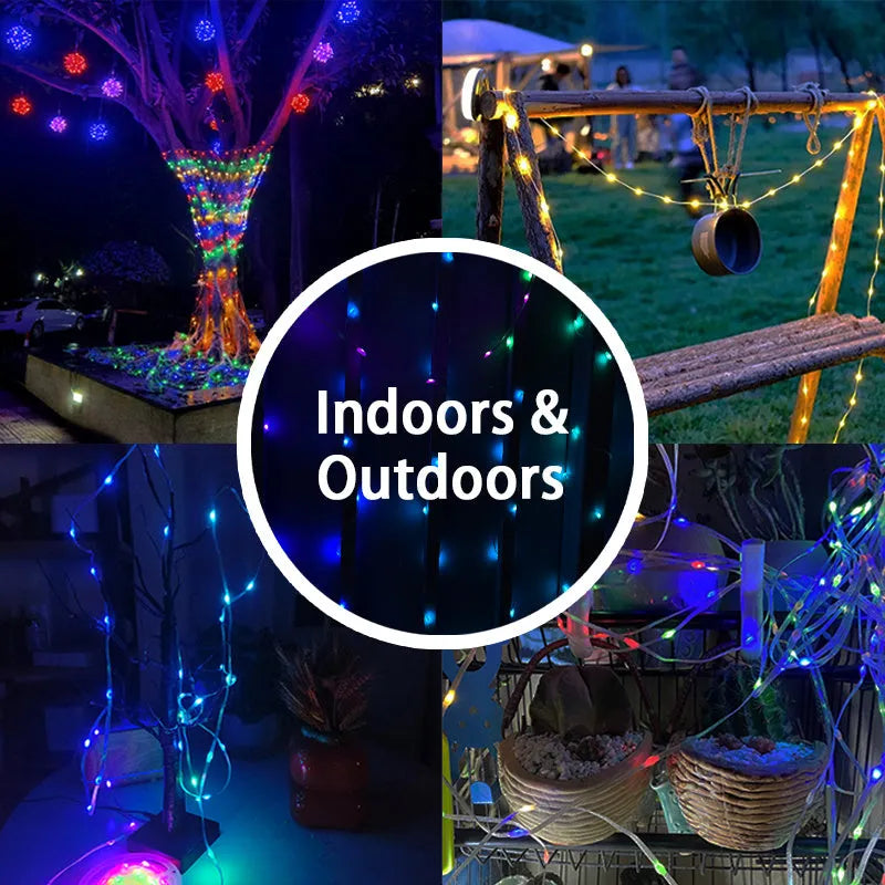 10-metre long multi-colour LED party light string with 100 lights for festival decoration.