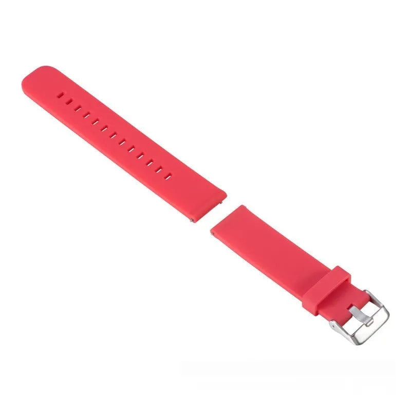 Solid colour silicone replacement watch strap for Garmin Forerunner 245 with buckle clasp.