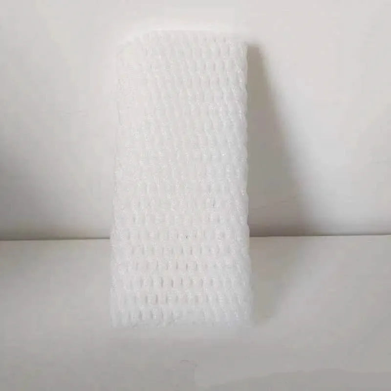 White foam fruit net cover shown with size options for shockproof fruit protection