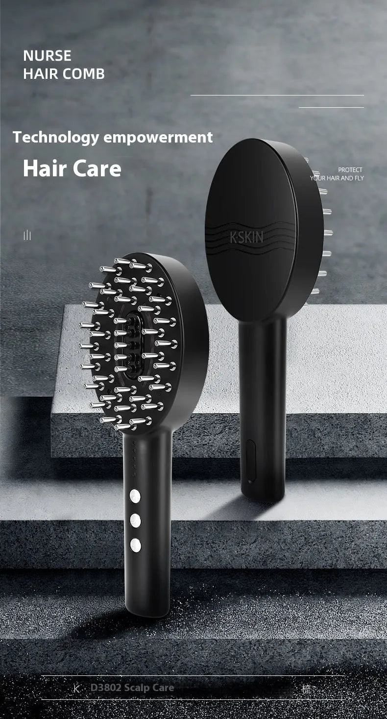 Black scalp massage device with vibration therapy function in KD3802 colour