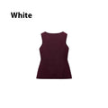 Dark red slim fit women's sweater vest with gold buttons and a 3D pattern texture.