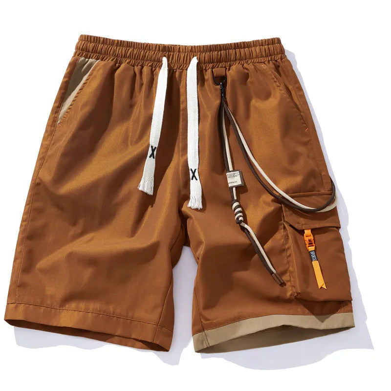 Men's plus size bamboo fibre shorts in straight-leg cropped style with high elasticity waistband