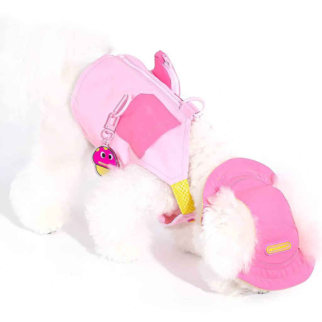 Pink lightweight polyester dog vest for small breeds on a white background