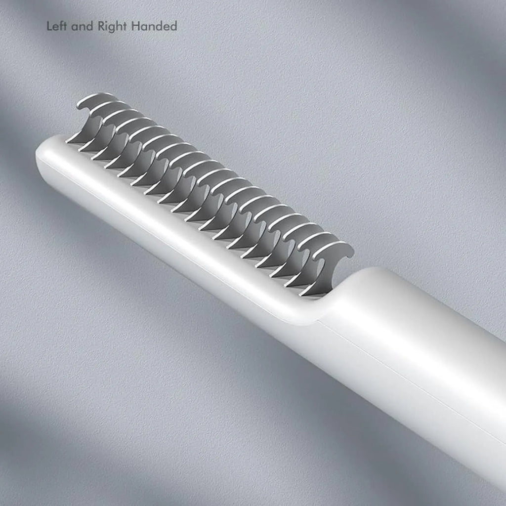 Stainless steel pet dematting comb with rake teeth and comfortable handle for removing mats from dog hair