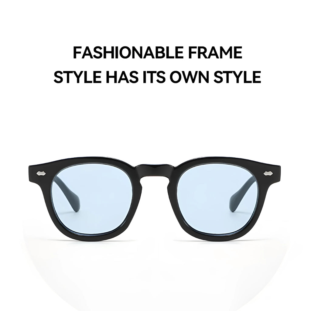 Round rim plastic sunglasses with simple retro design in multiple frame colour options