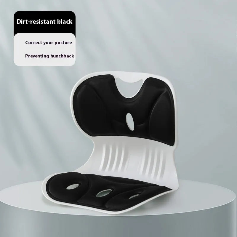 Minimalist solid colour memory foam chair backrest cushion shown in grey and ankela red.