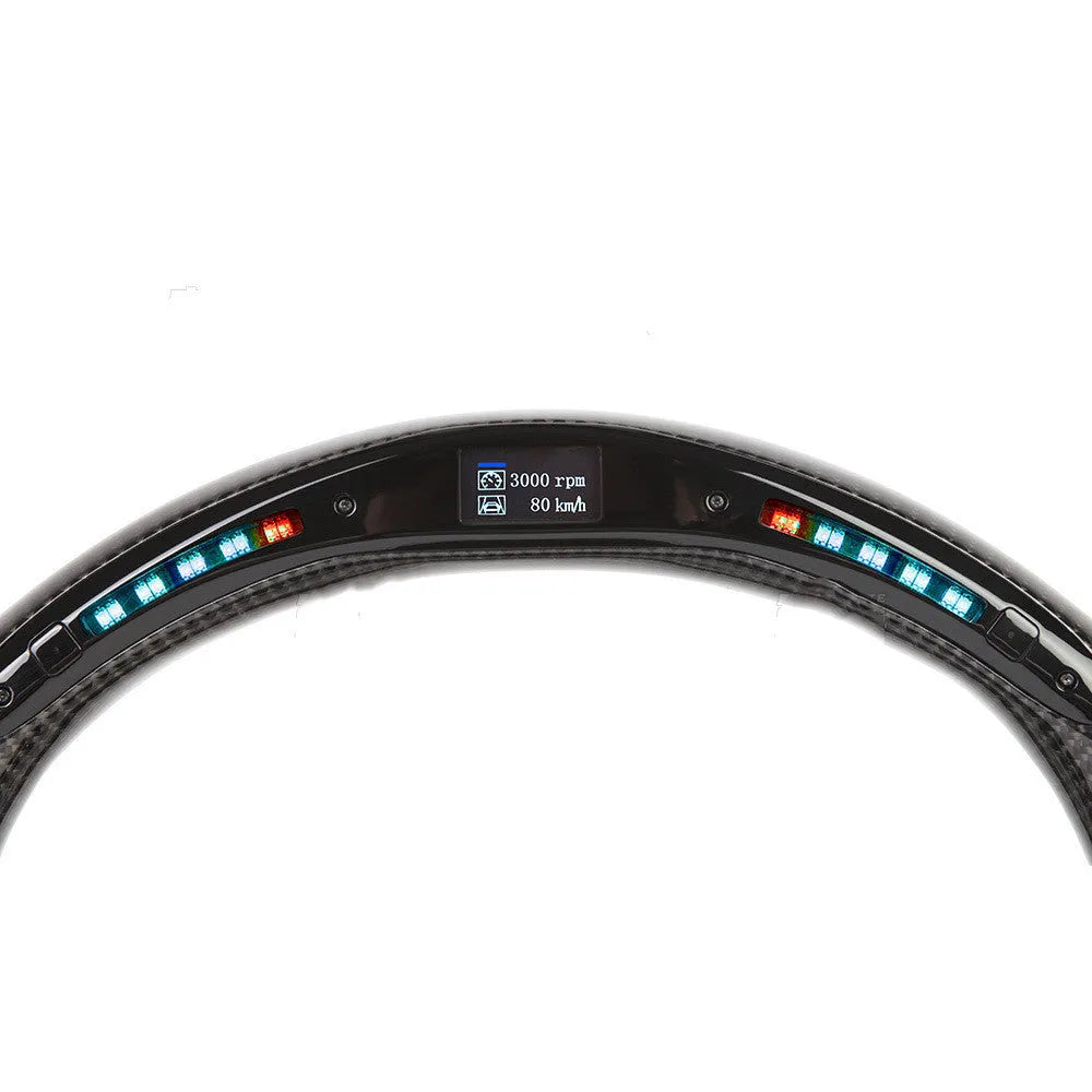 Black carbon fibre BMW steering wheel with integrated LED controls for X3 X5 models