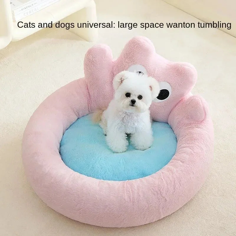 Warm cat nest bed cushion in pink or yellow, sizes L and M, for cats and puppies