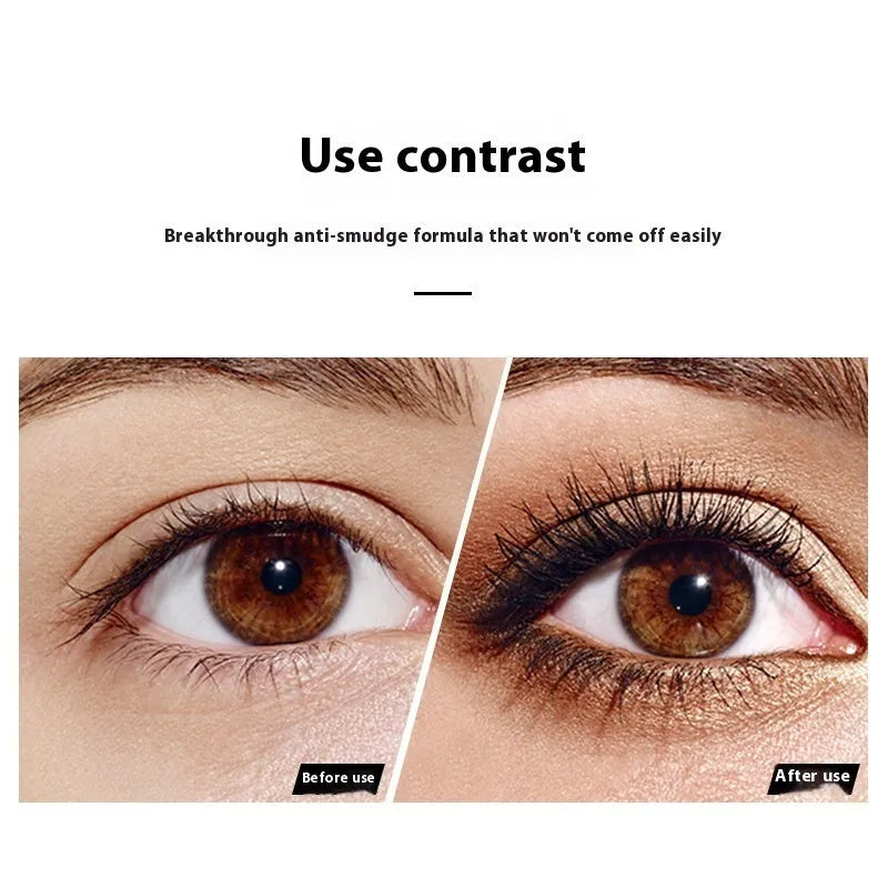 Black 4D waterproof mascara tube with curling formula for universal skin types