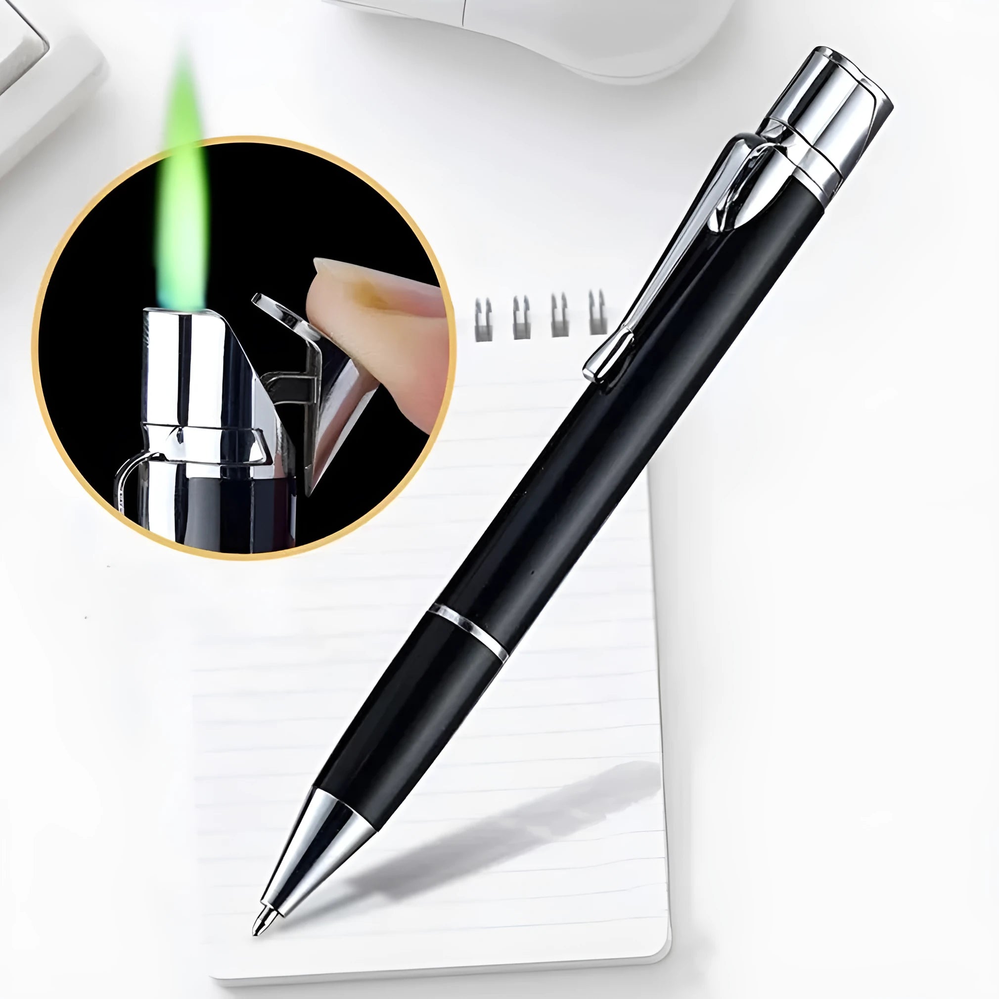 Metal pen lighter with windproof turbo jet flame in multiple colour options
