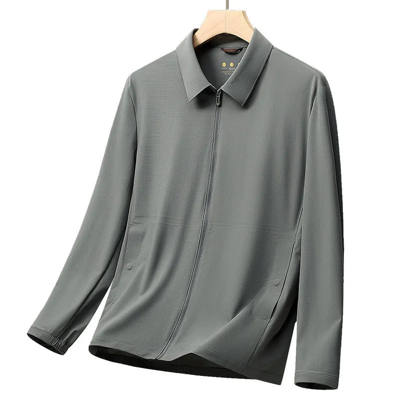 Men's summer business lapel jacket in navy blue, gray green, or creamy white