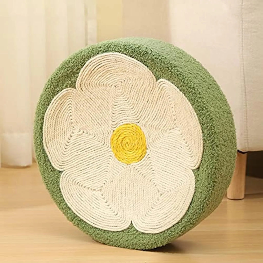 Green round sisal cat scratching bowl lounger bed with 39cm diameter