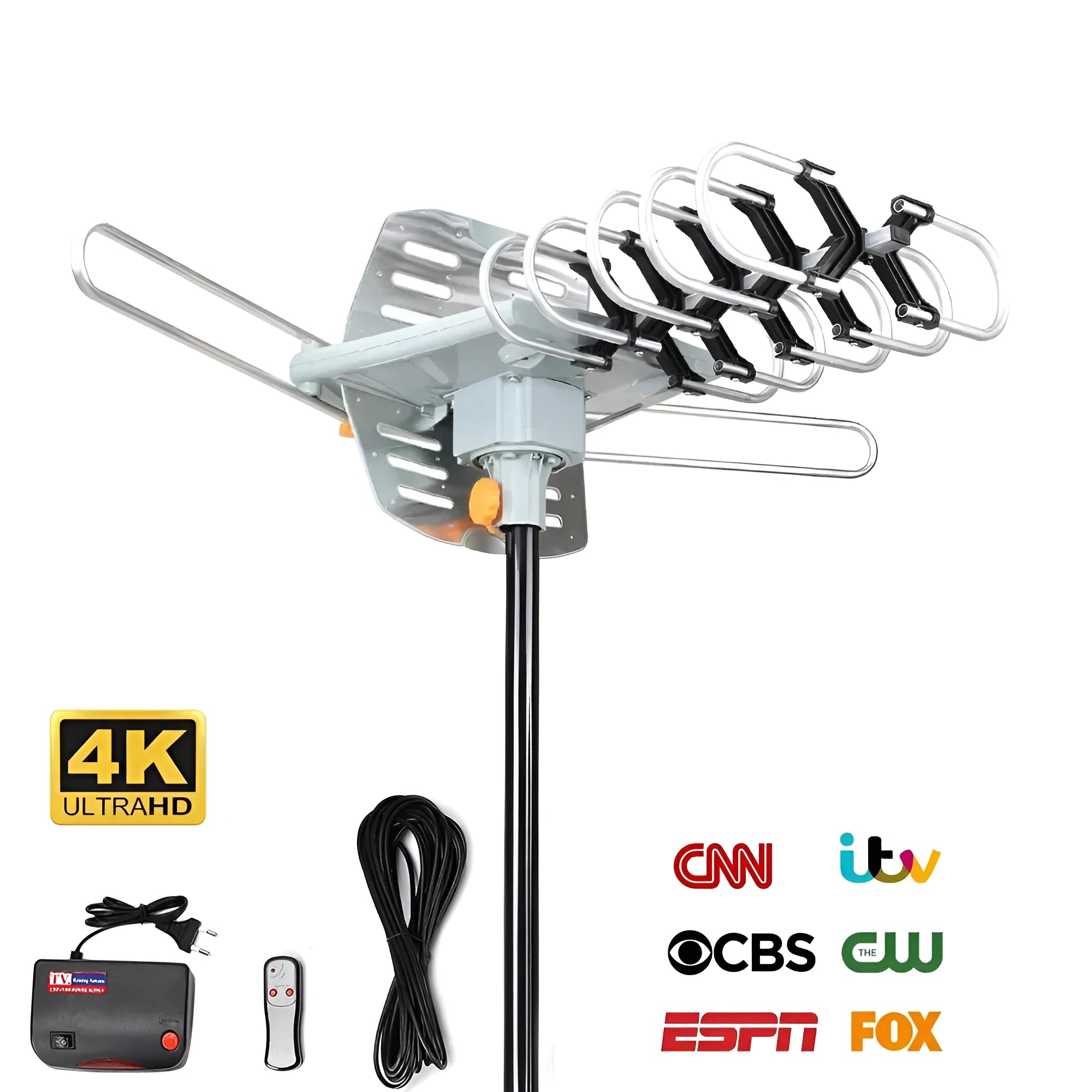 GR-1002 rotatable outdoor digital television antenna with high gain for UHF TV reception.