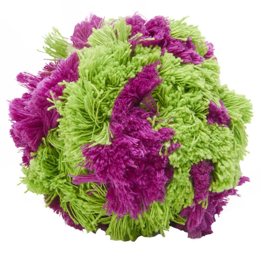Purple plush seaweed ball dog chew toy for teething puppies 15cm diameter