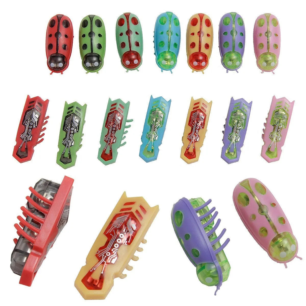 Electric toothbrush worm cat teaser toy showing 4.5 cm plastic body in ladybug style with red and black colouring