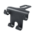 Black ABS plastic car hook with integrated mobile phone holder bracket for rear seat back.
