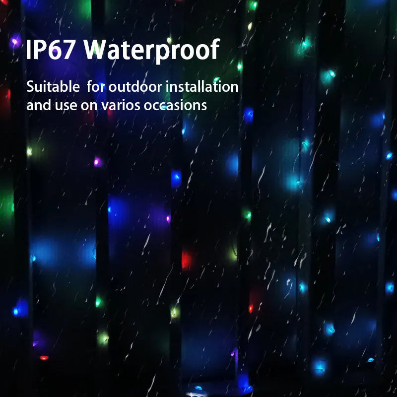 10-metre long multi-colour LED party light string with 100 lights for festival decoration.