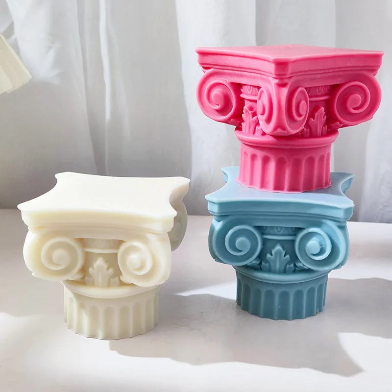 Silicone Roman pillar column mould for candles and baking with irregular shape