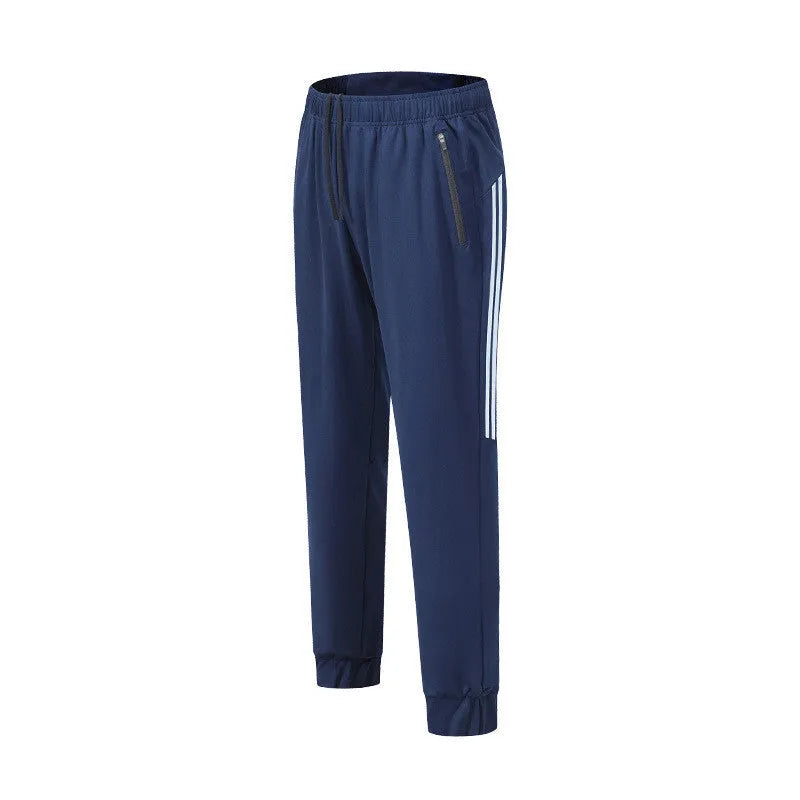 Men's black polyester running trousers with a mid waist design for exercise