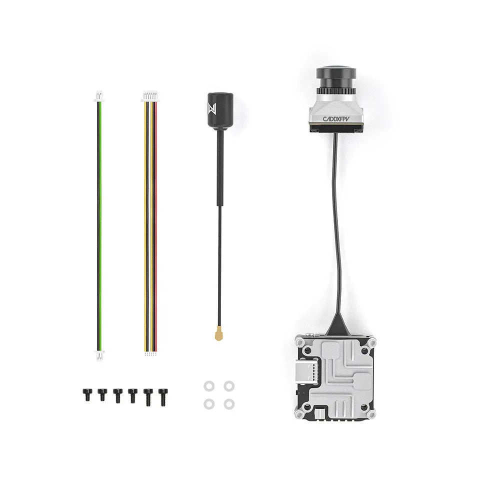 Silver Caddx ADAPTS DJI FPV digital image transmission machine and Polar Vista kit with screws.