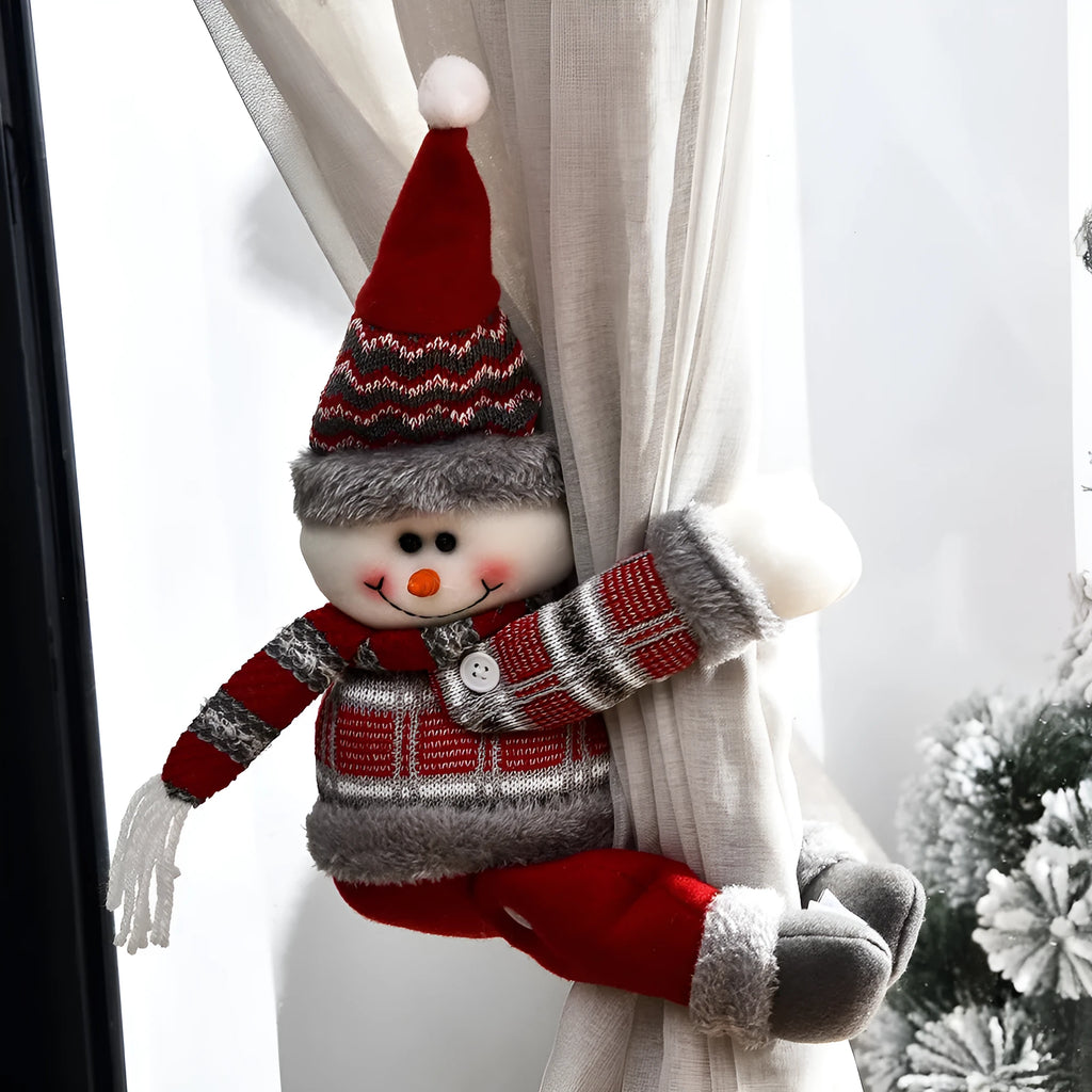 Christmas curtain decorative button cartoon doll cloth curtain buckle in Santa, reindeer, or snowman style