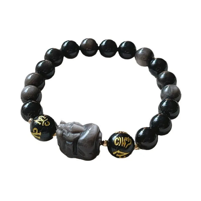 Handmade Silver Stone bracelet for men with zodiac and proverbs design in 956 colour.