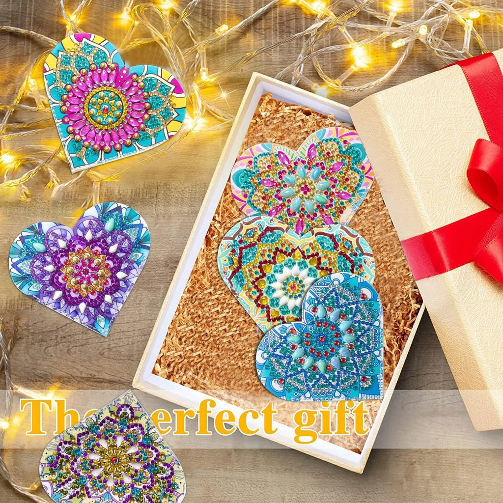 Six handmade PU leather bookmarks with stick-on crystals and flower decoration in modern simplicity style