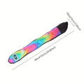 Snake-shaped striped plush dog squeak toy in multicolour, blue, green, and rainbow options.
