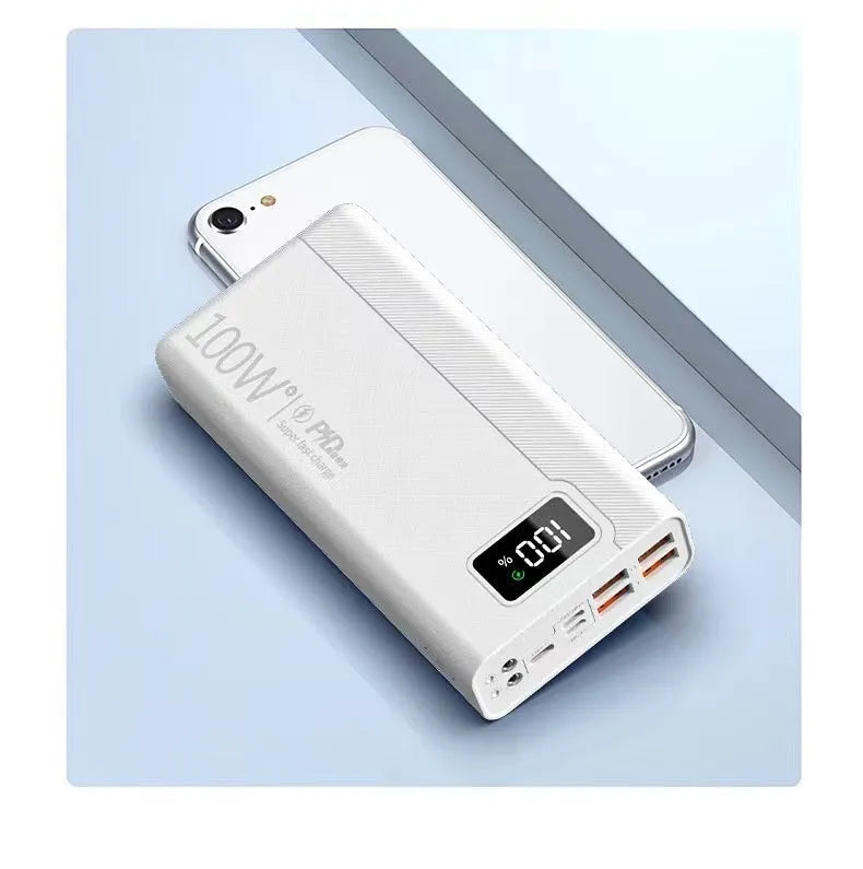 Large capacity power bank in black or white plastic shell with fast charging support