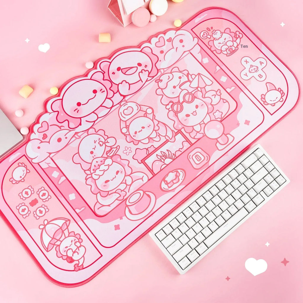 Hexagonal dragon crane machine cartoon anime design on large 75x40cm cloth mouse pad with wrist strap