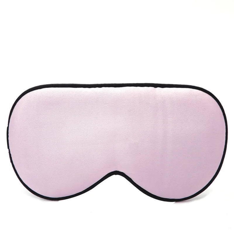 Double-sided mulberry silk sleep mask in multiple colours showing embroidered print and adjustable strap.