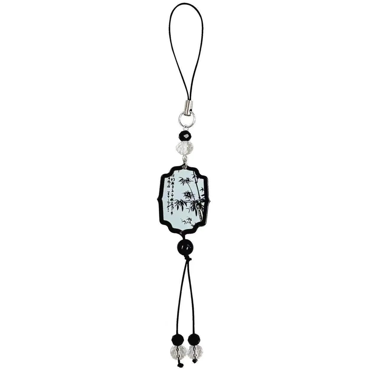 Guofeng style beaded keychain with floral pattern in Fan colour design.