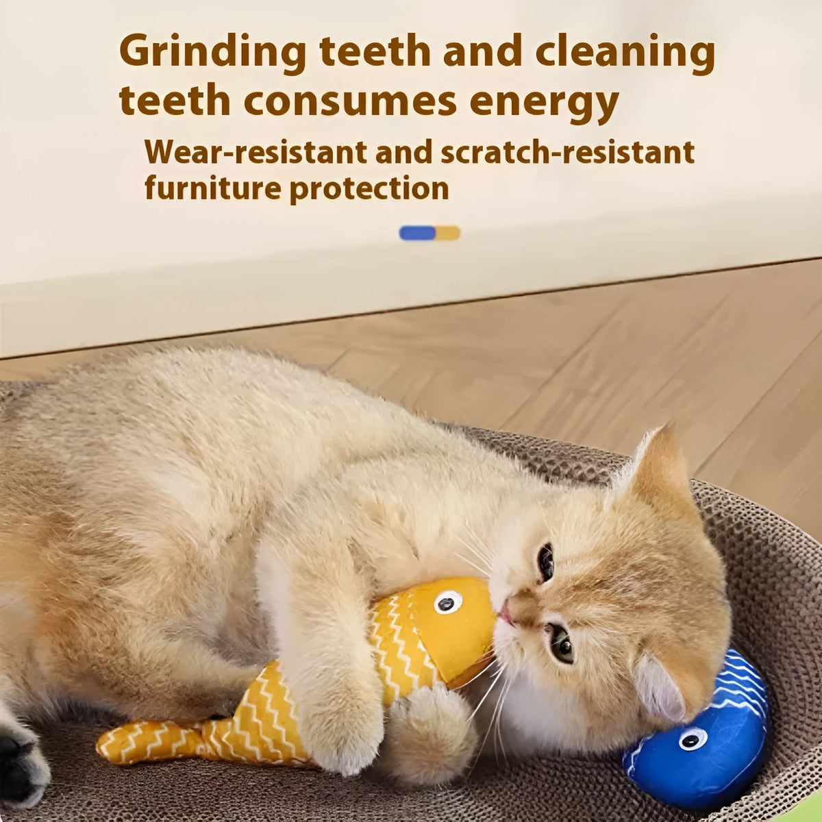 Blue catnip fish toy for cats measuring 39cm long with fabric construction