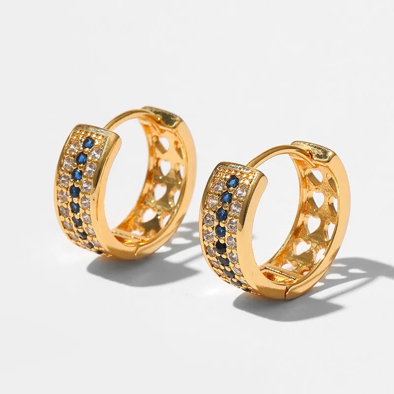 Round geometric women's earrings with electroplated KE1268 colour finish