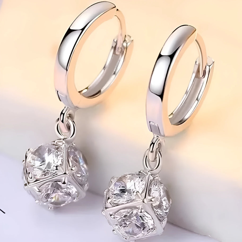 Women's copper zircon earrings with geometric rose designs in multiple colour variations