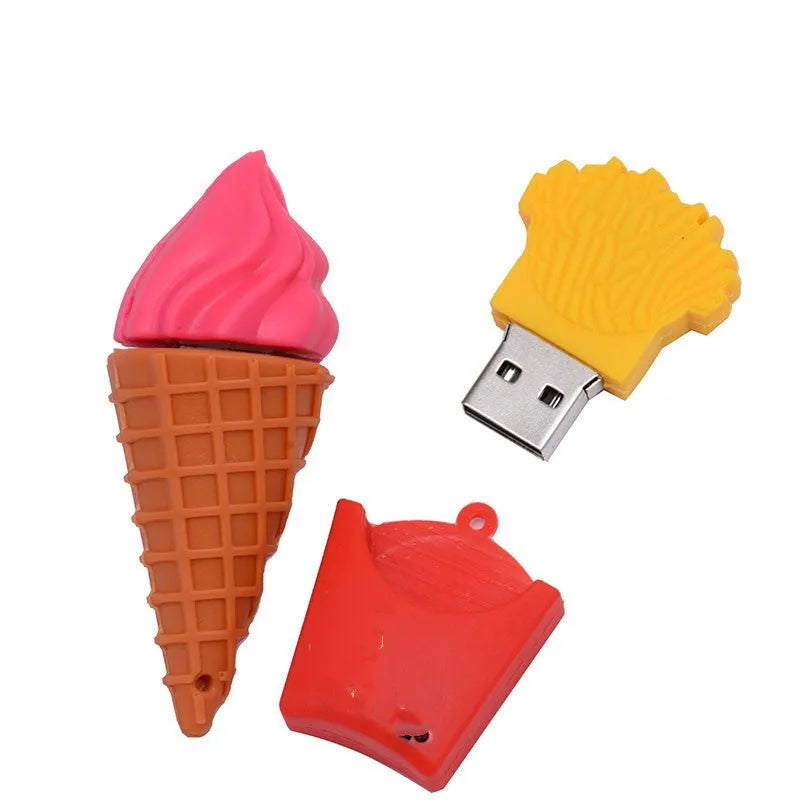 Mini ice cream USB flash drive with pink plastic casing and USB connector