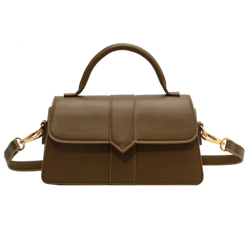 Women's beige PU messenger bag with horizontal square shape and file organiser compartment