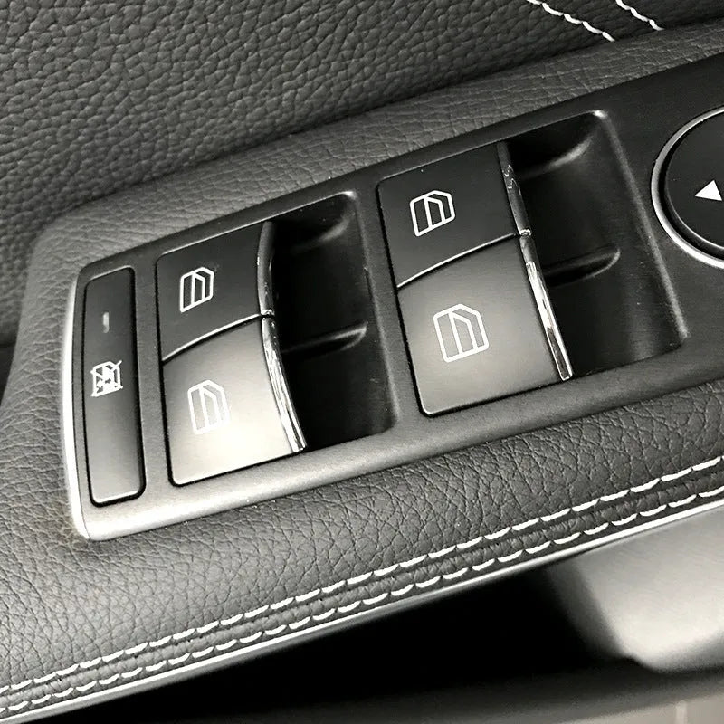 Black glitter decorative sticker for type 0 car window lift button with adhesive backing