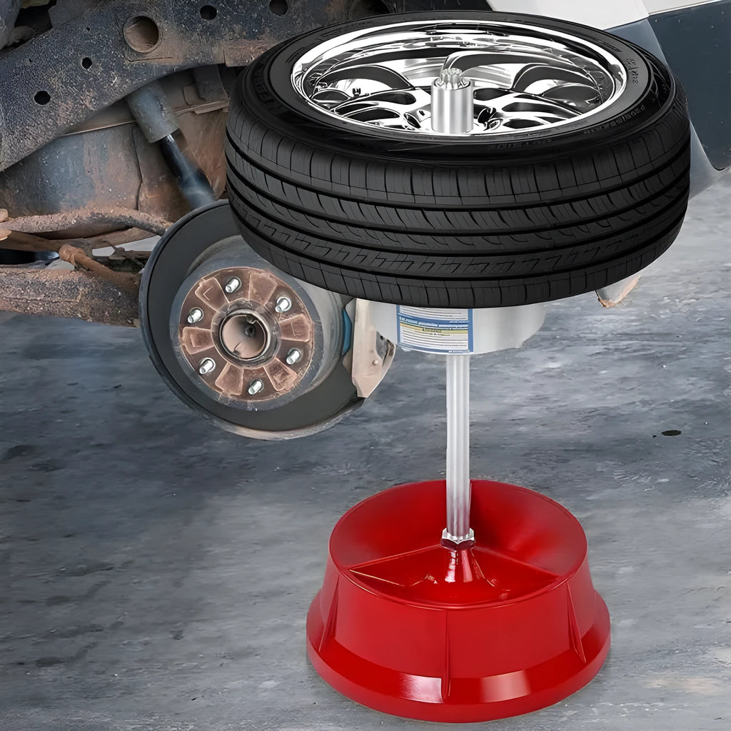 Portable hub balancer tool with aluminium head and enamel-finished base for car tyre balancing